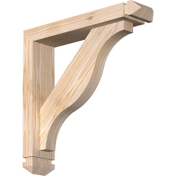 Ekena Millwork Funston Arts and Crafts Smooth Bracket w/ Offset Brace, Douglas Fir, 3 1/2"W x 16"D x 16"H BKT0402X16X16FST03SDF - main
